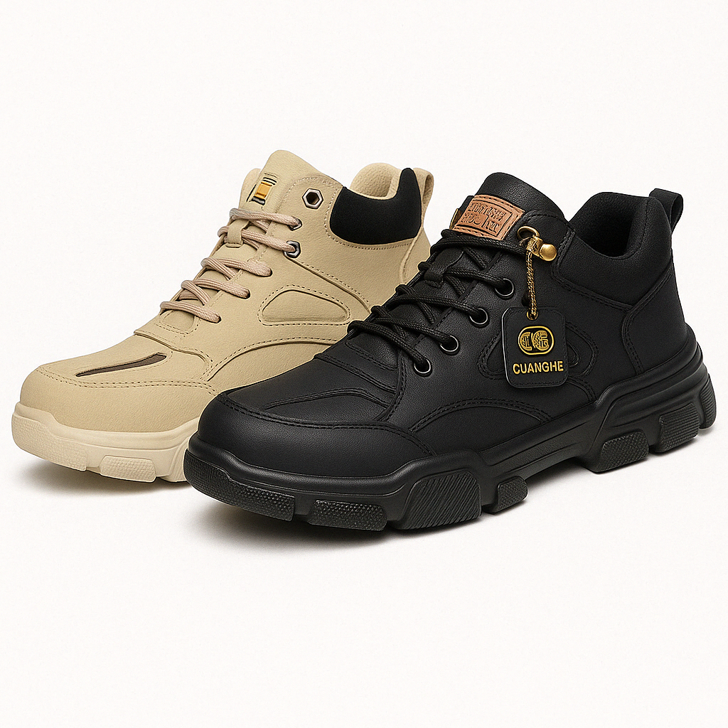kit de 2 zapatillas de cuero para hombre + regalo: 2 pantalones militares | PROMOCIÓN ESPECIAL 30 AÑOS - ENVÍO GRATIS